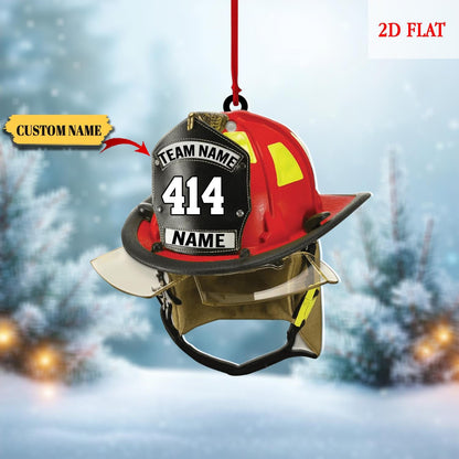 Custom Firefighter Helmet Acrylic Ornament, Firefighter Gift, Birthday Gift for Dad, Fireman Gift, Firefighter Hat Ornament, Firefighter hat