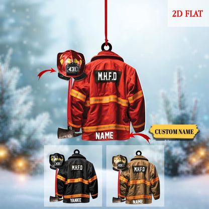 Personalized Firefighter Christmas Acrylic 2D Ornament, Fire Hero Uniform, Firefighter Christmas Gift, Fireman Ornament, Gift Firefighter