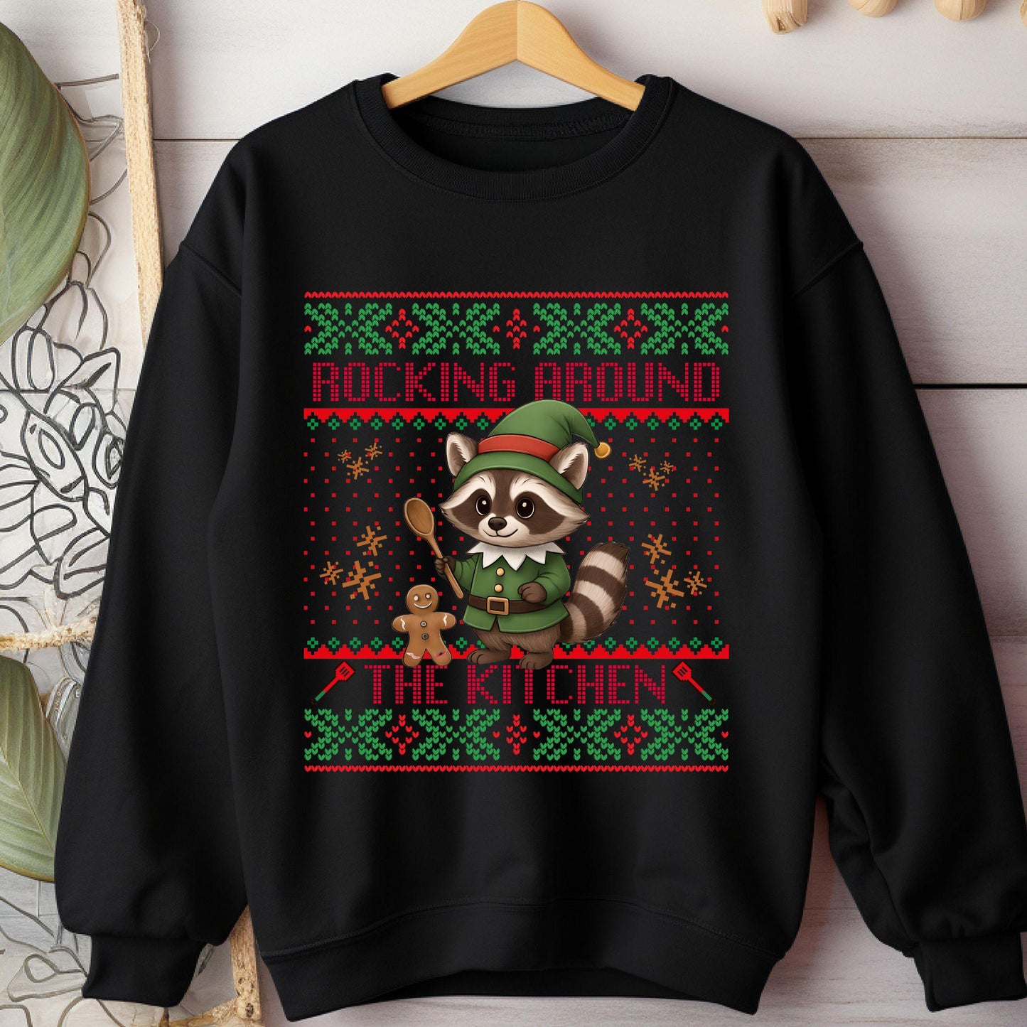 Rockin' Around the Christmas Tree Shirt Ugly Christmas Funny Raccoon Shirt Gift for Baker Funny Secret Santa Gift Ideas