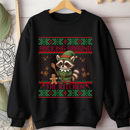Rockin' Around the Christmas Tree Shirt Ugly Christmas Funny Raccoon Shirt Gift for Baker Funny Secret Santa Gift Ideas