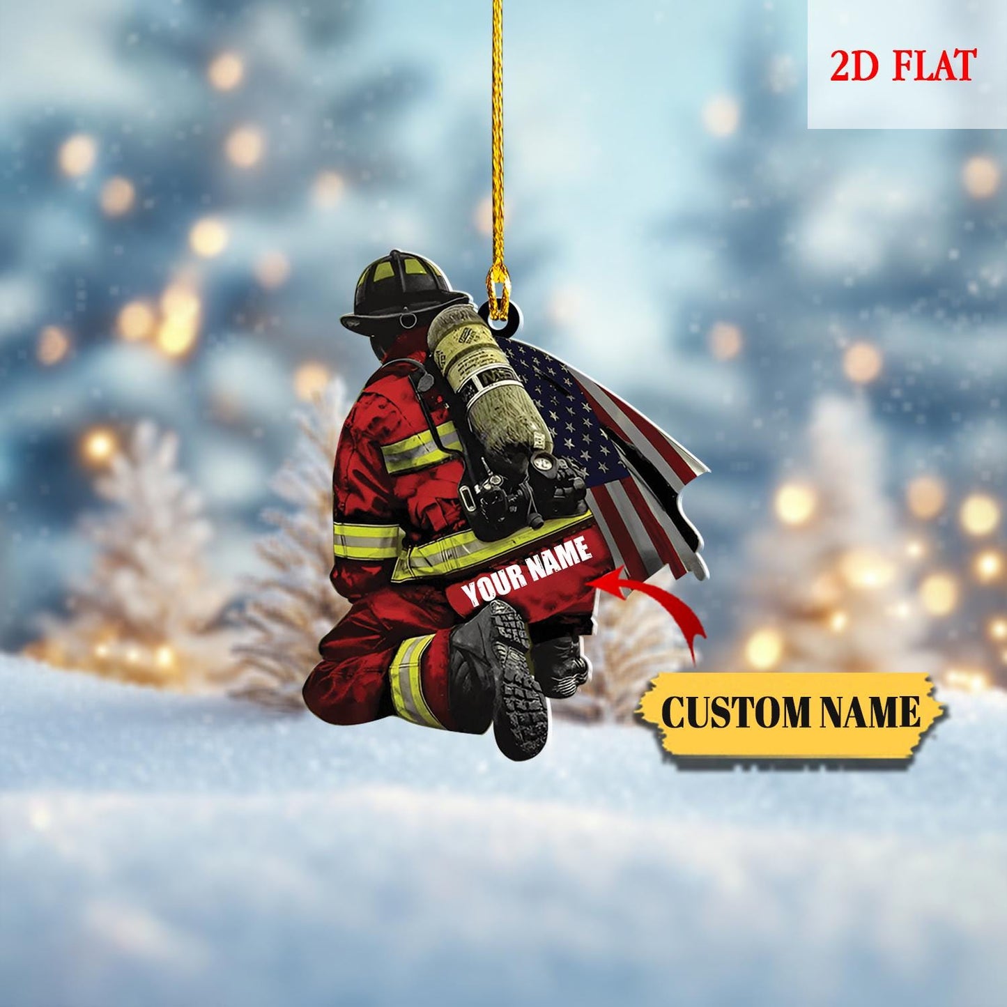 Custom Firefighter On Duty Acrylic Ornament, Chirstmas Gift for Dad, Firefighter Christmas Gift, Firefighter Gear Keepsake, Christmas Gift