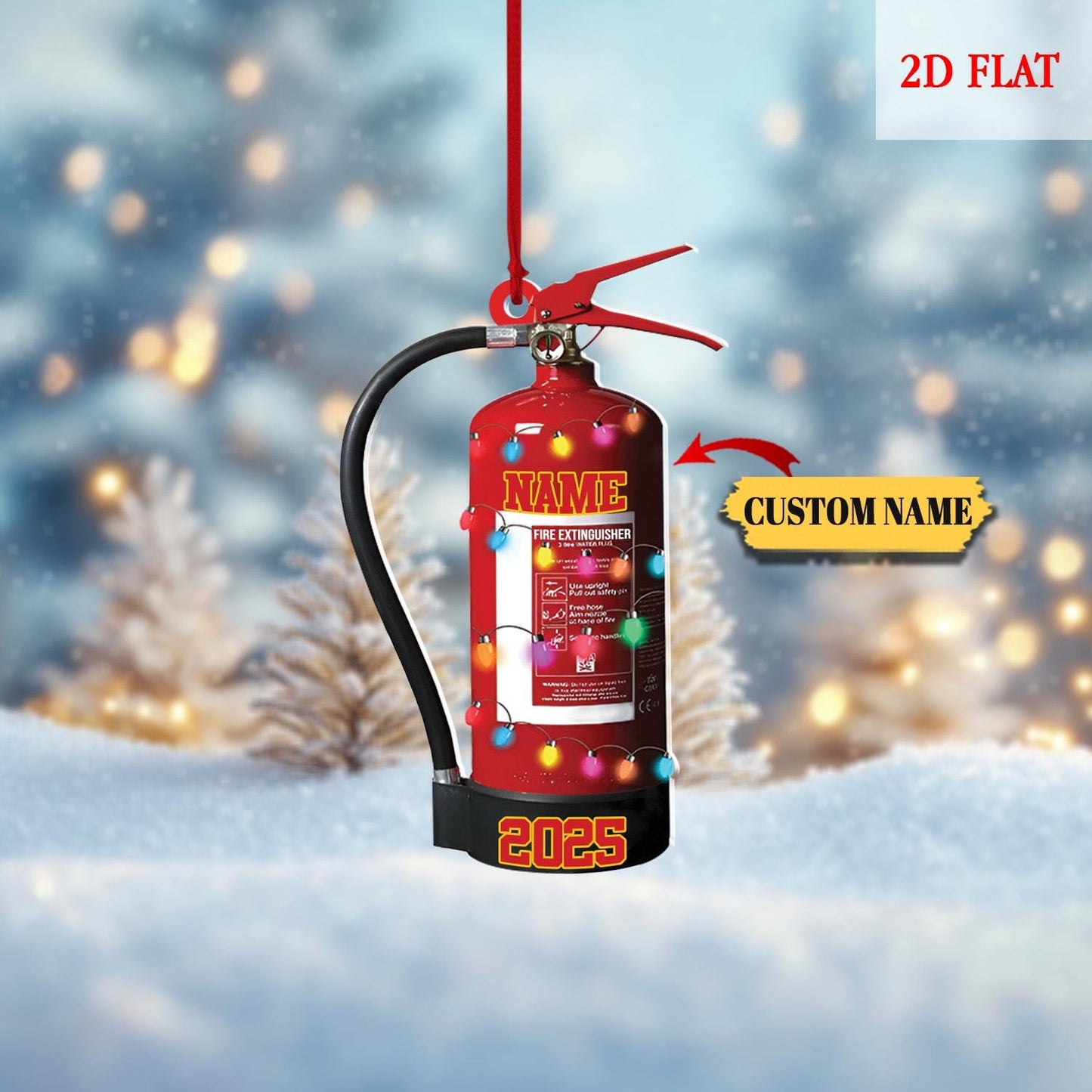 Personalized Firefighter 2D Flat Christmas Ornament, Custom Firefighter On Duty Ornament, Firefighter Gear Keepsake, Fireman Ornament