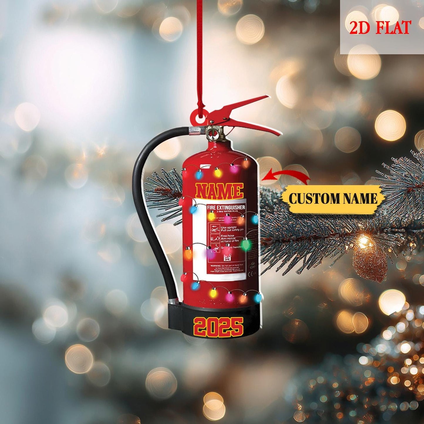 Personalized Firefighter 2D Flat Christmas Ornament, Custom Firefighter On Duty Ornament, Firefighter Gear Keepsake, Fireman Ornament