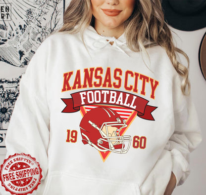 Kansas City Football 90s Style Shirt, Vintage Kansas City Football Crewneck Sweatshirt, Football Shirt, Kansas City Fan Gifts