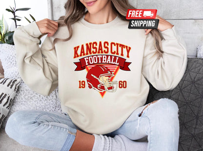 Kansas City Football 90s Style Shirt, Vintage Kansas City Football Crewneck Sweatshirt, Football Shirt, Kansas City Fan Gifts