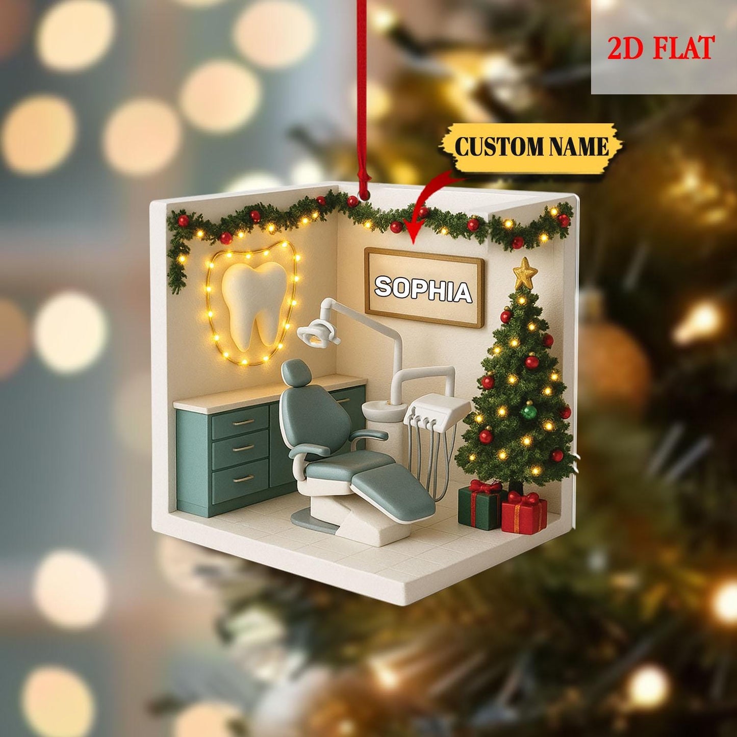 Personalized Dental 2D Flat Acrylic Ornament,Dentist Christmas Gift, Dental Assistant,Dental Hygienist, Dental Squad Ornament, Teeth Shakers