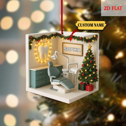 Personalized Dental 2D Flat Acrylic Ornament,Dentist Christmas Gift, Dental Assistant,Dental Hygienist, Dental Squad Ornament, Teeth Shakers