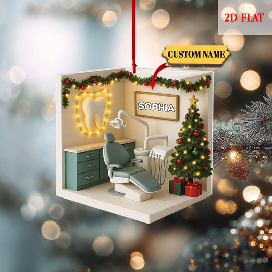 Personalized Dental 2D Flat Acrylic Ornament,Dentist Christmas Gift, Dental Assistant,Dental Hygienist, Dental Squad Ornament, Teeth Shakers