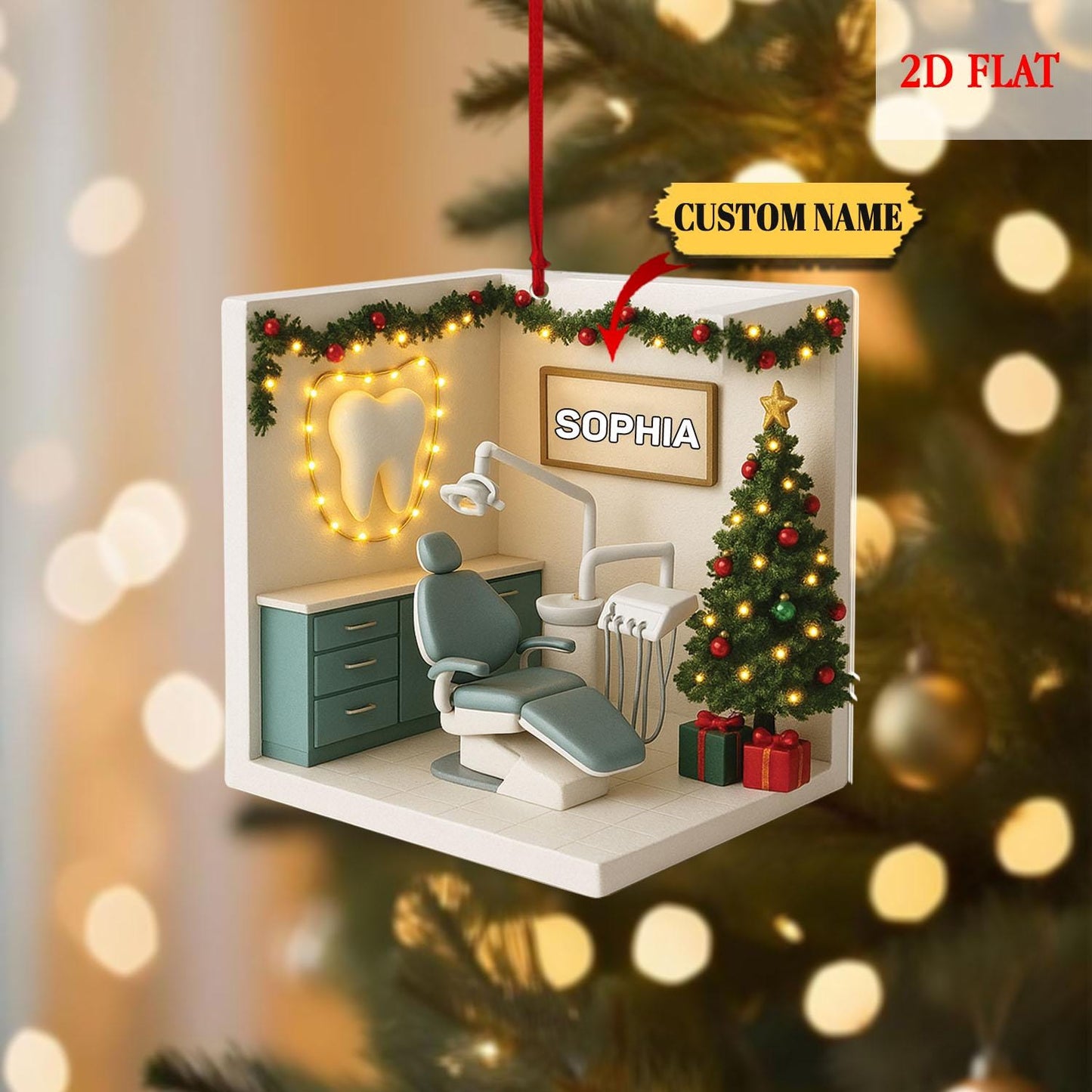 Personalized Dental 2D Flat Acrylic Ornament,Dentist Christmas Gift, Dental Assistant,Dental Hygienist, Dental Squad Ornament, Teeth Shakers