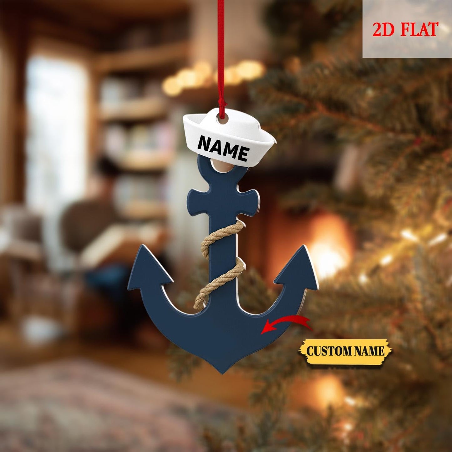 Personalized Sailor Anchor Ornament, Custom Acrylic Sailboat Ornament, Sailboat Lover Gift, Nautical Ornament, Sailor Gift Keepsake