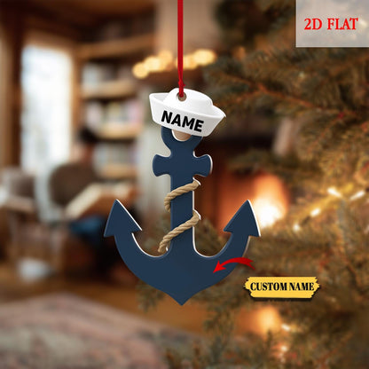 Personalized Sailor Anchor Ornament, Custom Acrylic Sailboat Ornament, Sailboat Lover Gift, Nautical Ornament, Sailor Gift Keepsake