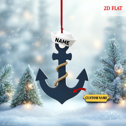 Personalized Sailor Anchor Ornament, Custom Acrylic Sailboat Ornament, Sailboat Lover Gift, Nautical Ornament, Sailor Gift Keepsake