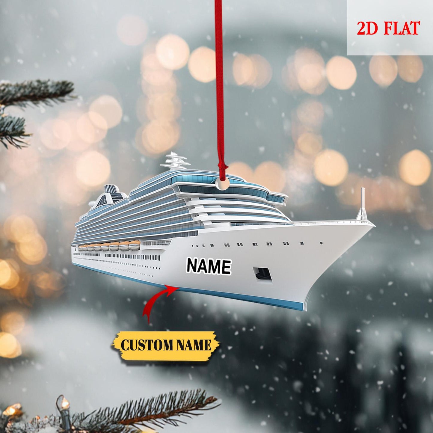 Custom Name Cruise 2D Acrylic Ornament, Personalized Cruise Ornament, Cruise Gift, Acrylic ornament, Cruise Ship, Travel Christmas Ornament