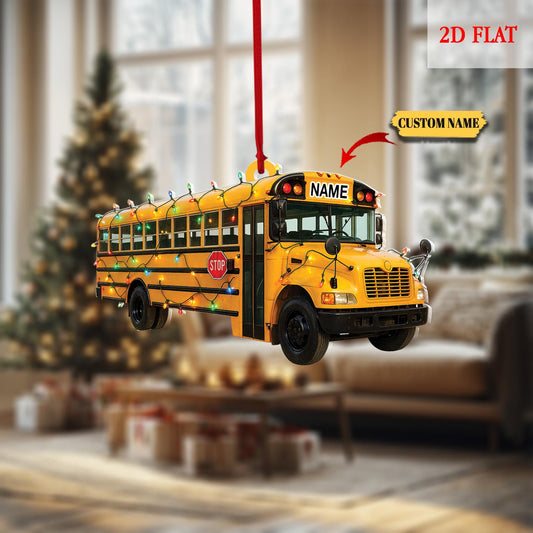 Personalized Bus Driver Christmas Ornament 2D Flat Design, Bus Christmas Tree Decor, Christmas Bus Driver Ornament, Gift For Bus Driver