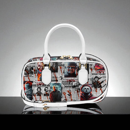 The Horror Gazette Small Handbag | Top Handle Bag | Custom Horror Lovers Handbag | Spooky Season Crossbody Bag | Mini Bag