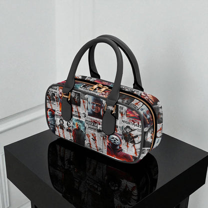 The Horror Gazette Small Handbag | Top Handle Bag | Custom Horror Lovers Handbag | Spooky Season Crossbody Bag | Mini Bag