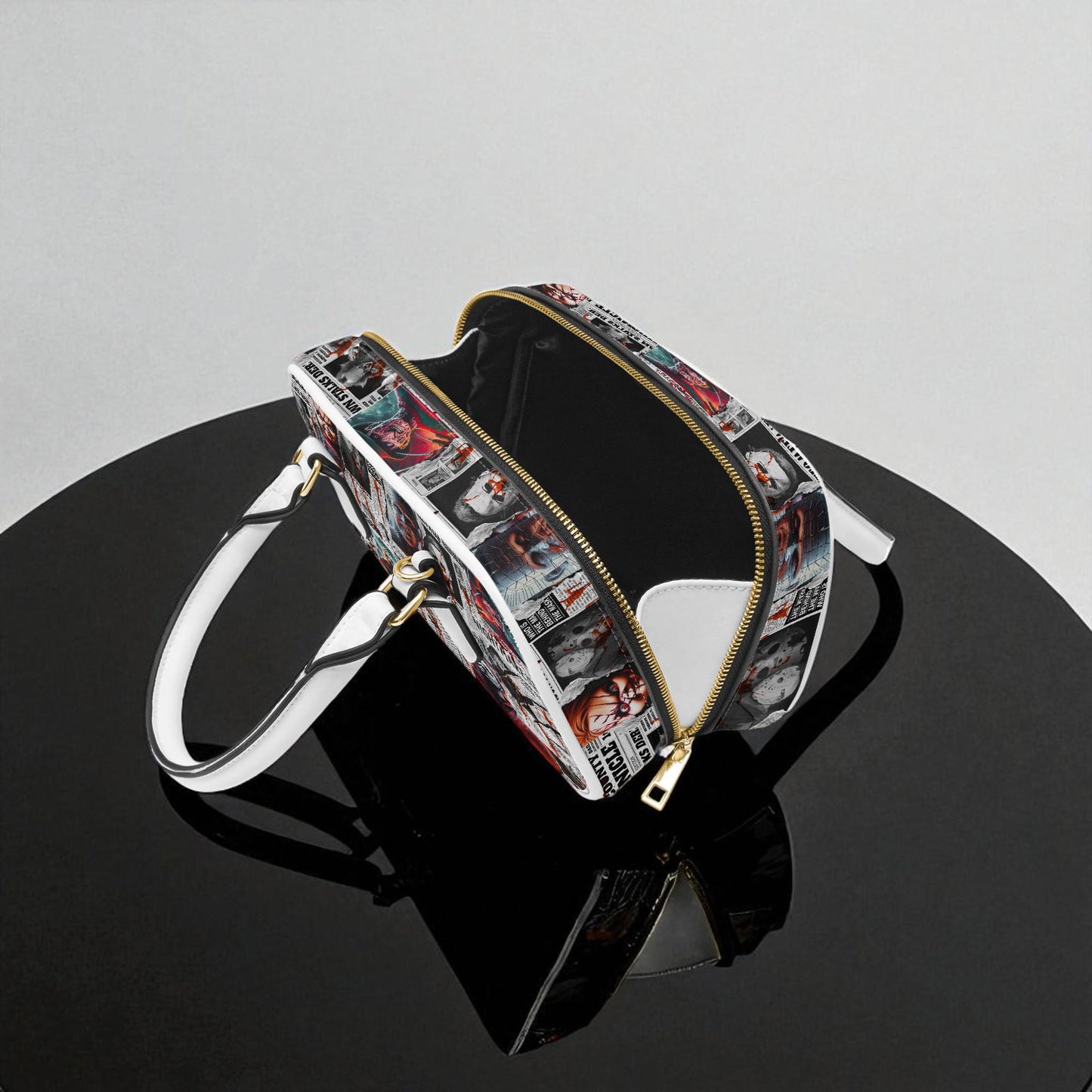 The Horror Gazette Small Handbag | Top Handle Bag | Custom Horror Lovers Handbag | Spooky Season Crossbody Bag | Mini Bag