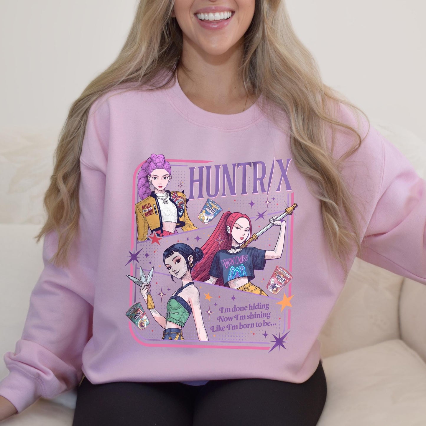 Huntrix Demon Hunters Sweatshirt, Huntrix Girls Shirt, Mira Rumi Zoey Shirt, Demon Hunter Merch, Kpop Fan Gift, Demon Hunter Band Hoodie