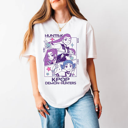 Huntrix Girls Shirt, Kpop Demon Hunters Sweatshirt, Vintage Huntrix Hoodie, Rumi Zoey Mira Graphic Shirt, Huntrix Band Crewneck Sweatshirt