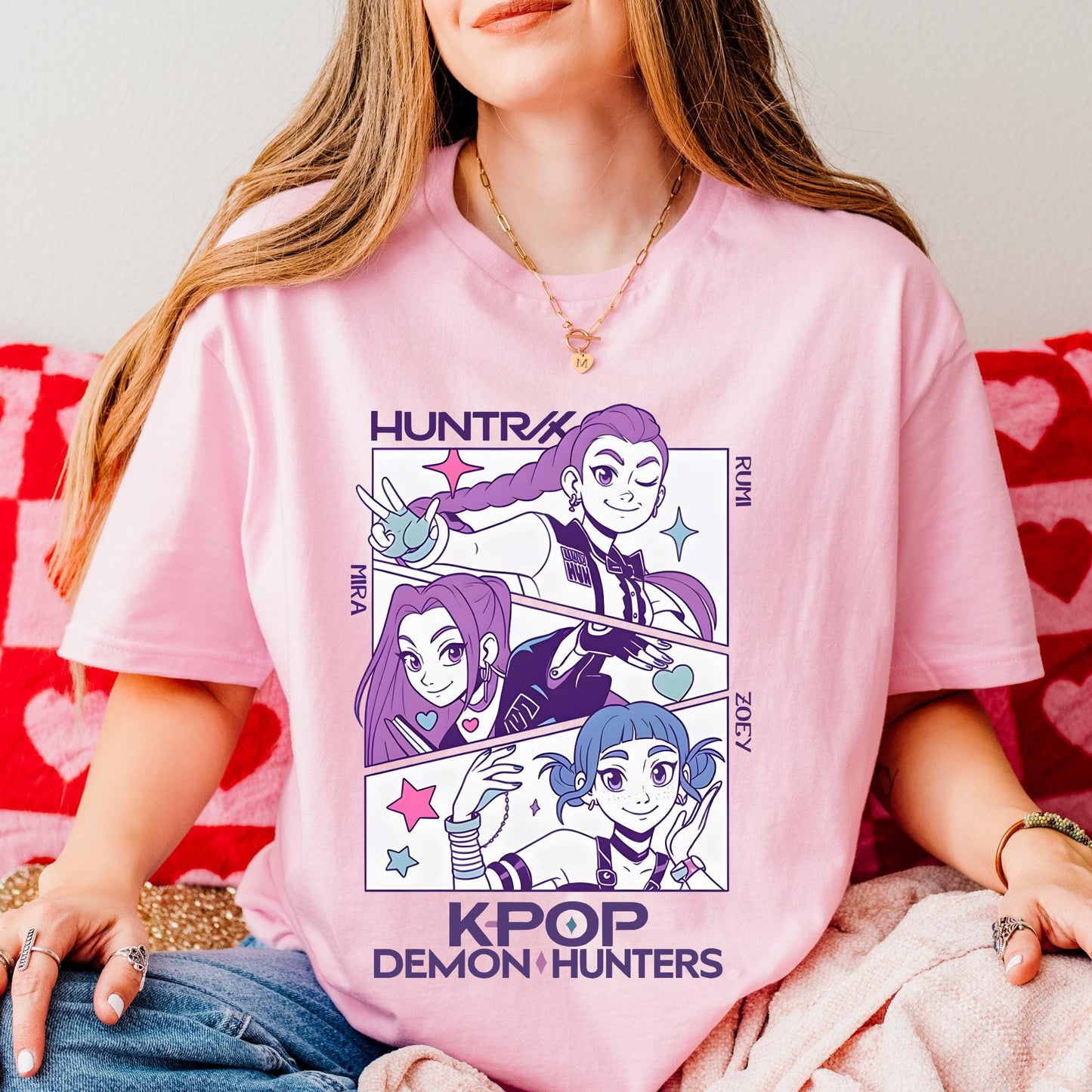 Huntrix Girls Shirt, Kpop Demon Hunters Sweatshirt, Vintage Huntrix Hoodie, Rumi Zoey Mira Graphic Shirt, Huntrix Band Crewneck Sweatshirt