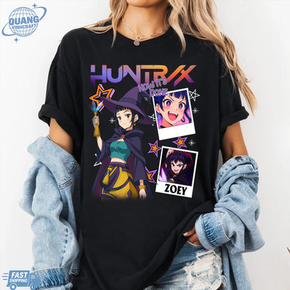 Zoey Huntrix Demon Hunters Halloween T Shirts, Huntrix Girls Tshirt, Demon Hunter Merch, Gift for Kpop Fan, Derpy Tiger Shirt, Sussy