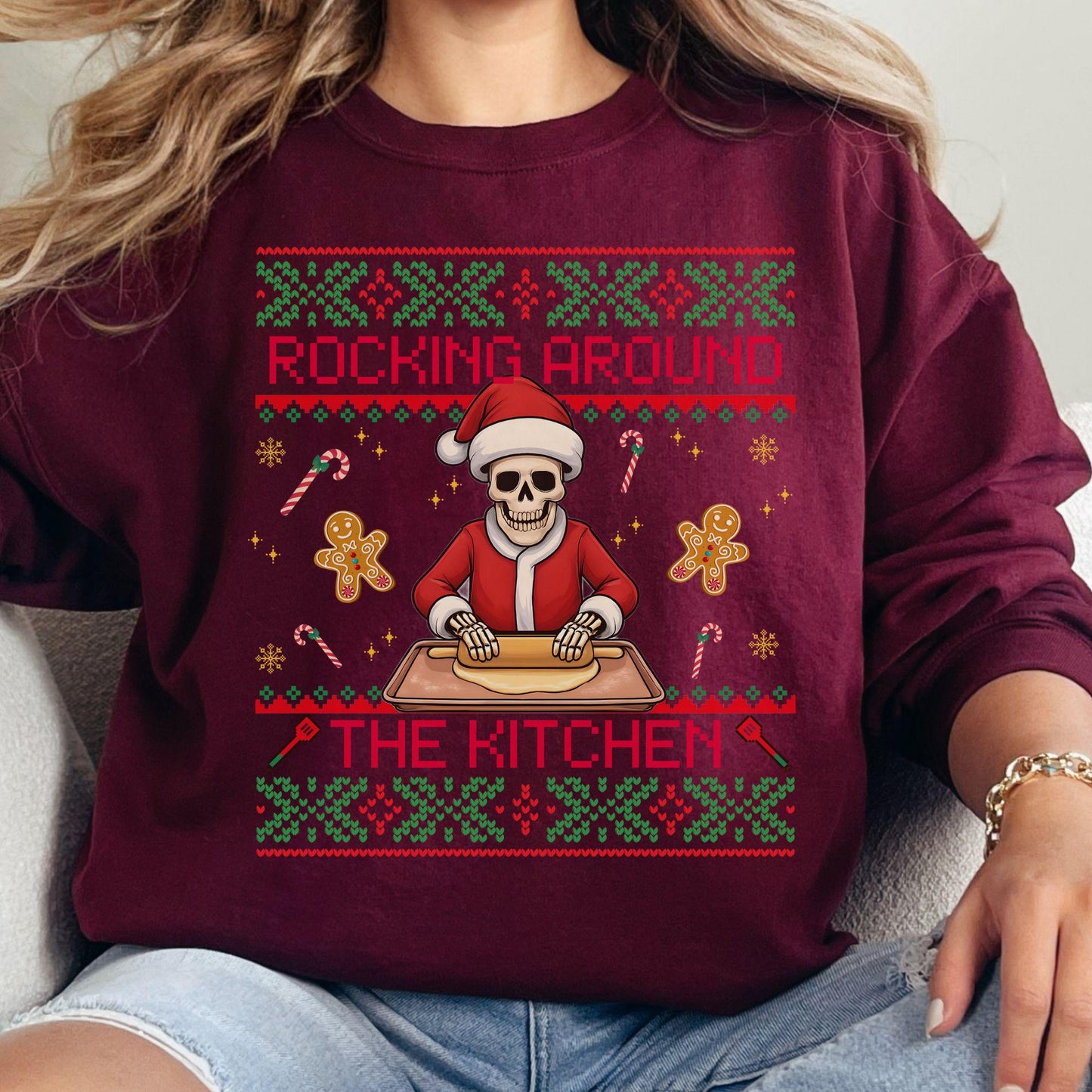 Rockin' Around the Christmas Tree Shirt Ugly Christmas Sweater Gift for Baker Funny Secret Santa Gift Ideas GingerBread Sweater