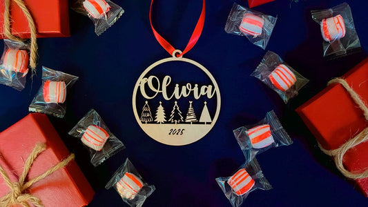 Personalized Christmas Ornaments/1st Christmas Ornament/Wooden Ornament/Xmas Decor/Custom name cutout Ornament/2025 Ornament/Rustic ornament