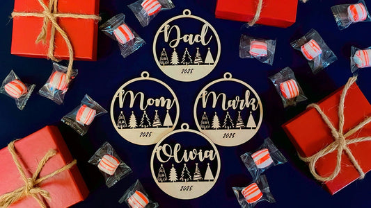 Personalized Christmas Ornaments/1st Christmas Ornament/Wooden Ornament/Xmas Decor/Custom name cutout Ornament/2025 Ornament/Rustic ornament