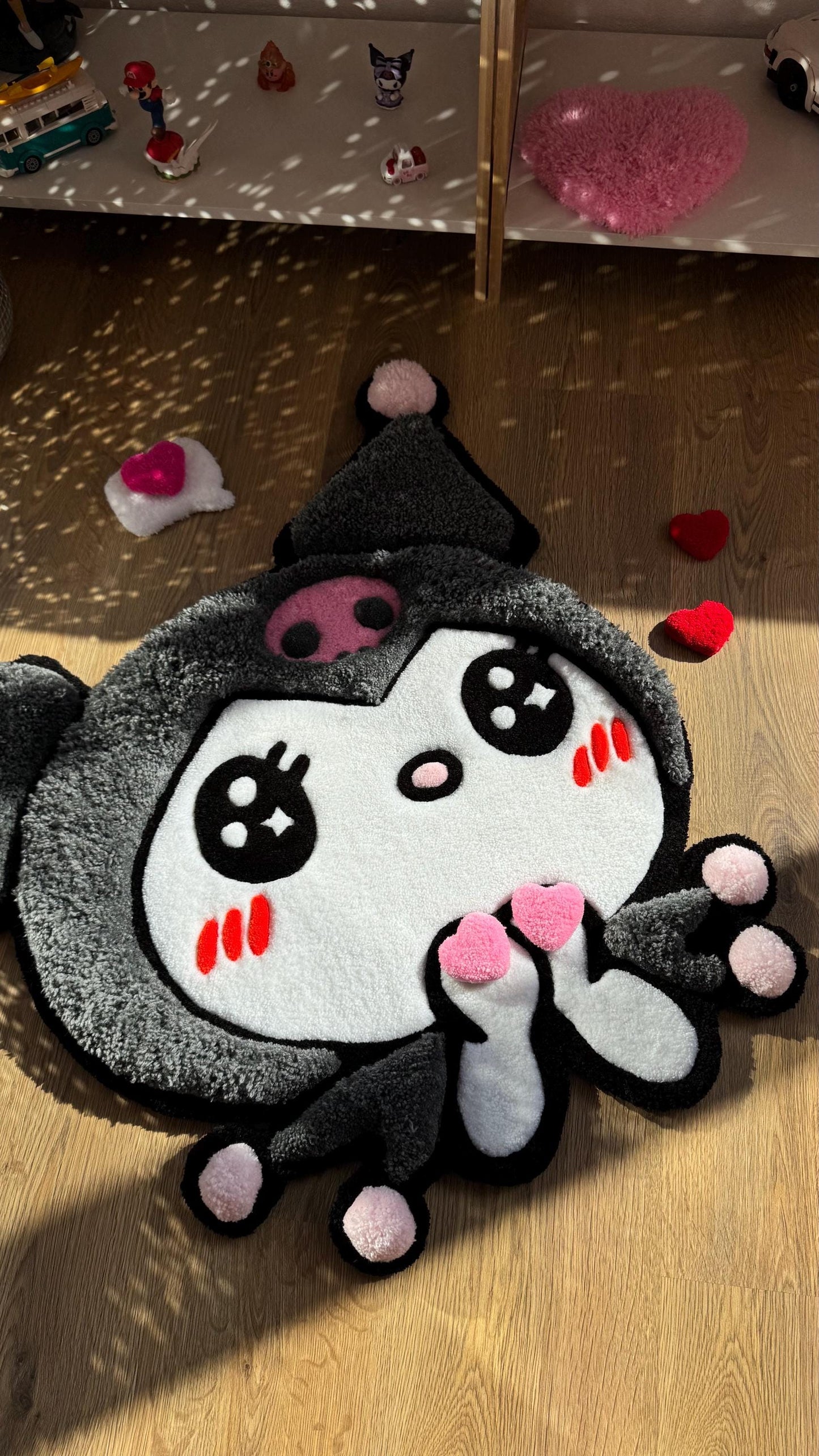 Tufted Rug Custom 3D Puffy Anime Rug, Handmade Carpet with Gothic Lolita Style, Cute Decor, Pastel Goth Room Vibes