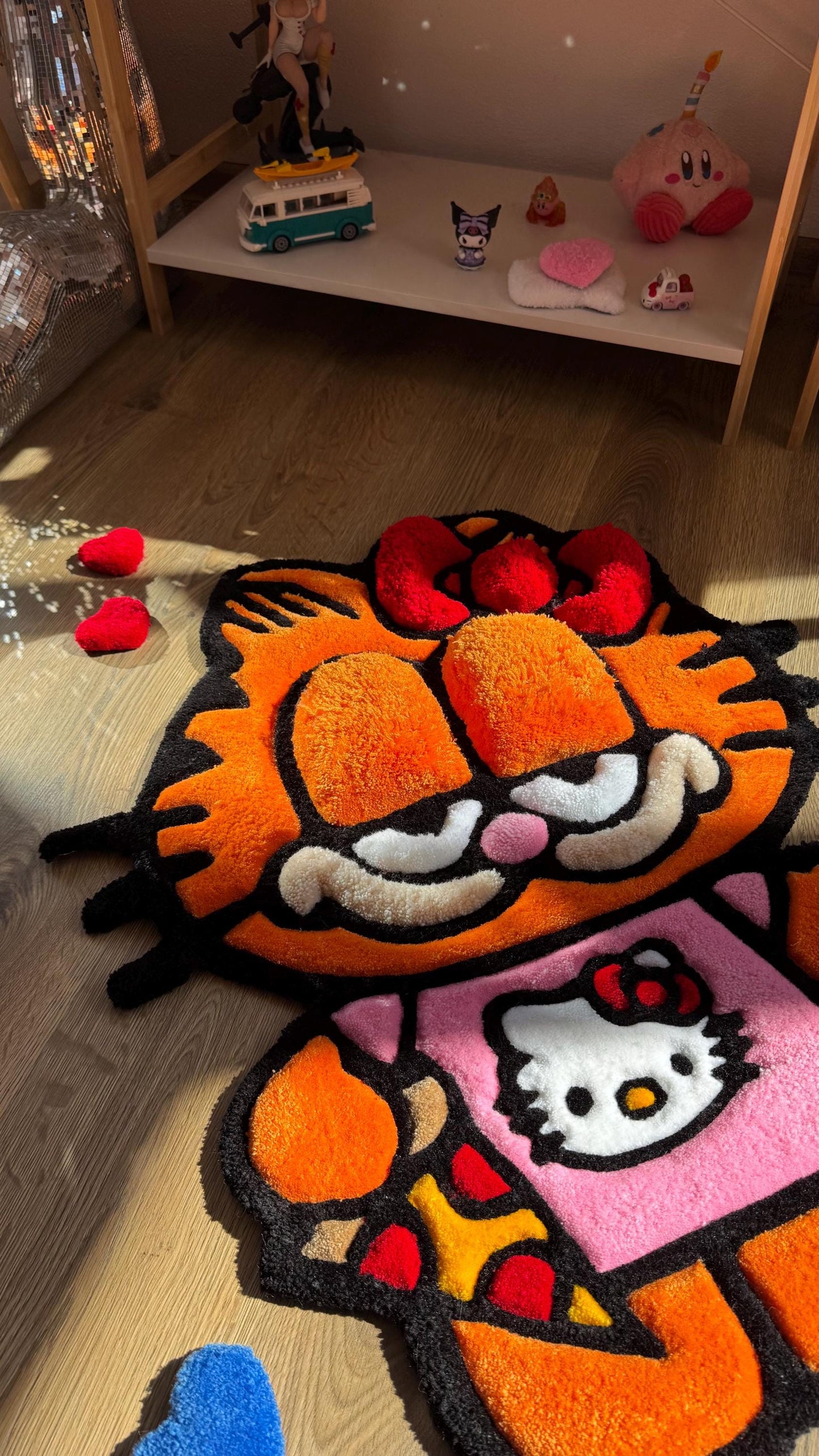 Angel Garfield Tufted Rug – Funny Puffy Cartoon Carpet, Handmade Fluffy Rug, Meme Decor for Bedroom or Living Room, Cute Gift for Fans