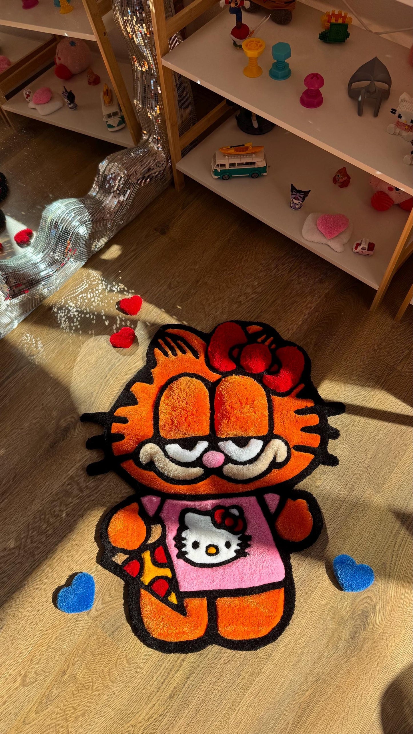 Angel Garfield Tufted Rug – Funny Puffy Cartoon Carpet, Handmade Fluffy Rug, Meme Decor for Bedroom or Living Room, Cute Gift for Fans