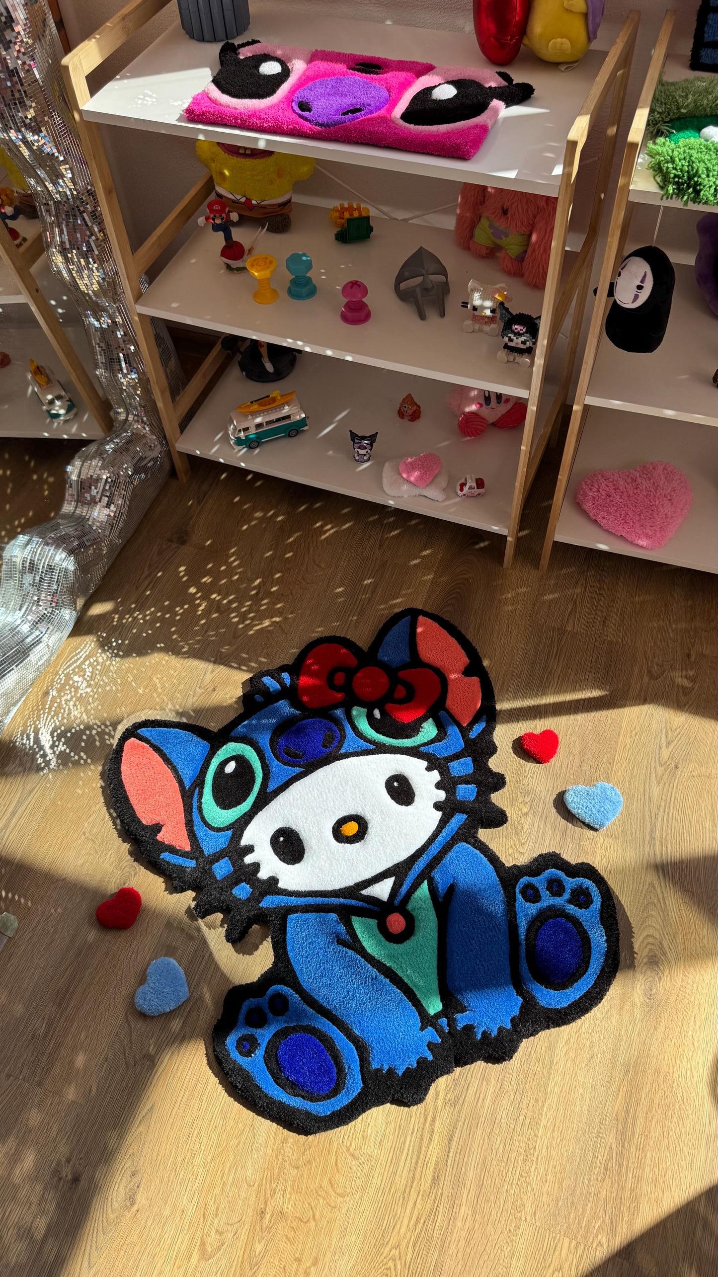 Custom Stitch Tufting rug | Tufted Crossover Carpet, Handmade Kawaii Decor, Cute Fluffy Rug, Anime Gift Idea for Bedroom Floor