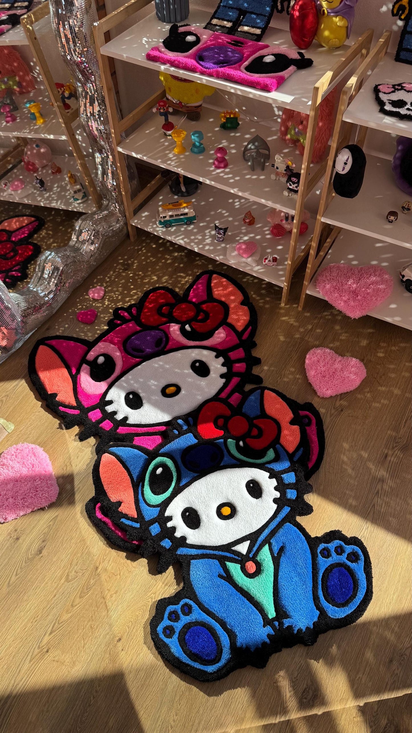 Custom Stitch Tufting rug | Tufted Crossover Carpet, Handmade Kawaii Decor, Cute Fluffy Rug, Anime Gift Idea for Bedroom Floor