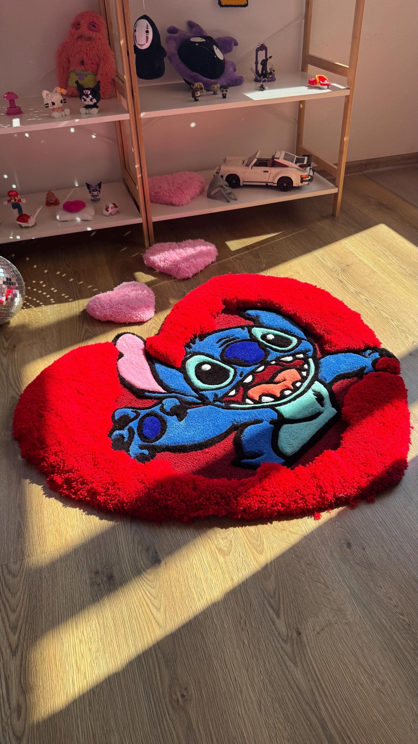 Puffy Heart Tufted Rug – Custom Handmade Cartoon Carpet, Love Cute Decor, Puffy Soft Rug for Anime Room Aesthetic or Gift | 2.7ft