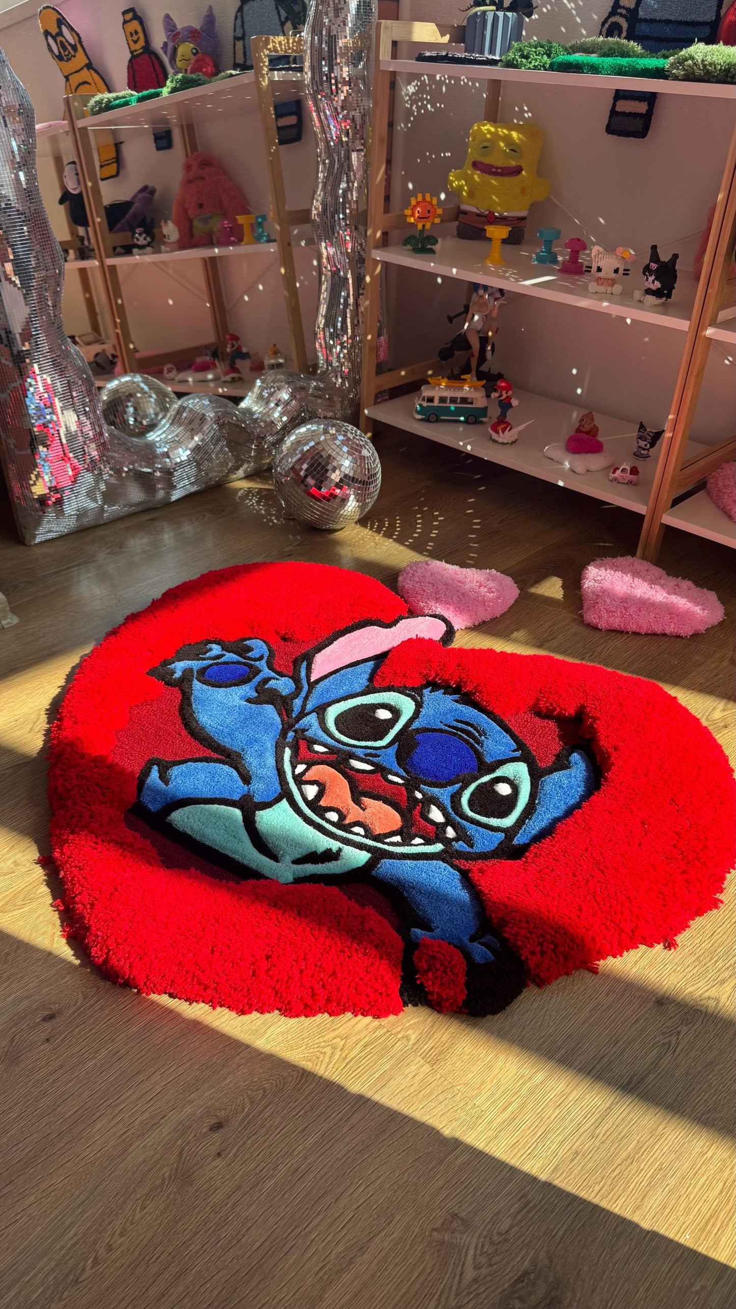 Puffy Heart Tufted Rug – Custom Handmade Cartoon Carpet, Love Cute Decor, Puffy Soft Rug for Anime Room Aesthetic or Gift | 2.7ft