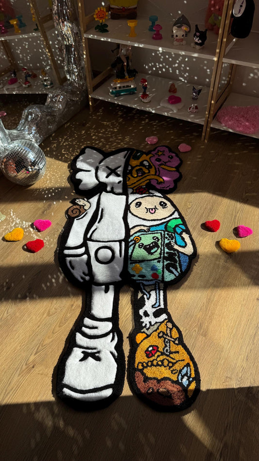 4 FT Half Skeleton Cartoon Tufted Rug – Custom Handmade 3D Carpet, Fluffy Kawaii Goth Decor, Creepy-Cute Rug for Bedroom