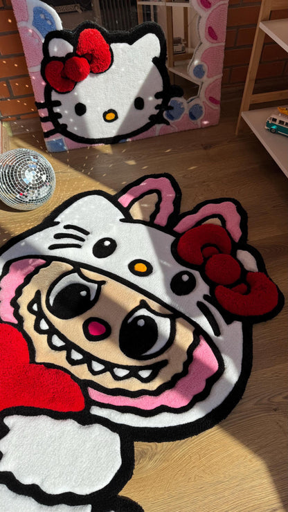 Pink x White Custom Rug – Cute Puffy 3D Tufted Carpet, Kawaii Handmade Decor, Fluffy Anime Rug for Kids Bedroom or Gift for Her