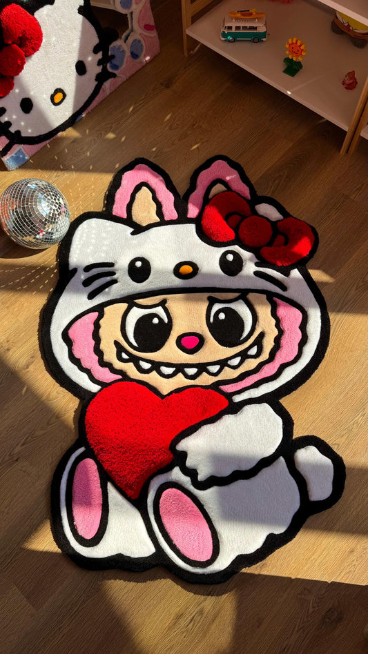 Pink x White Custom Rug – Cute Puffy 3D Tufted Carpet, Kawaii Handmade Decor, Fluffy Anime Rug for Kids Bedroom or Gift for Her