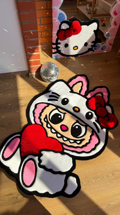 Pink x White Custom Rug – Cute Puffy 3D Tufted Carpet, Kawaii Handmade Decor, Fluffy Anime Rug for Kids Bedroom or Gift for Her