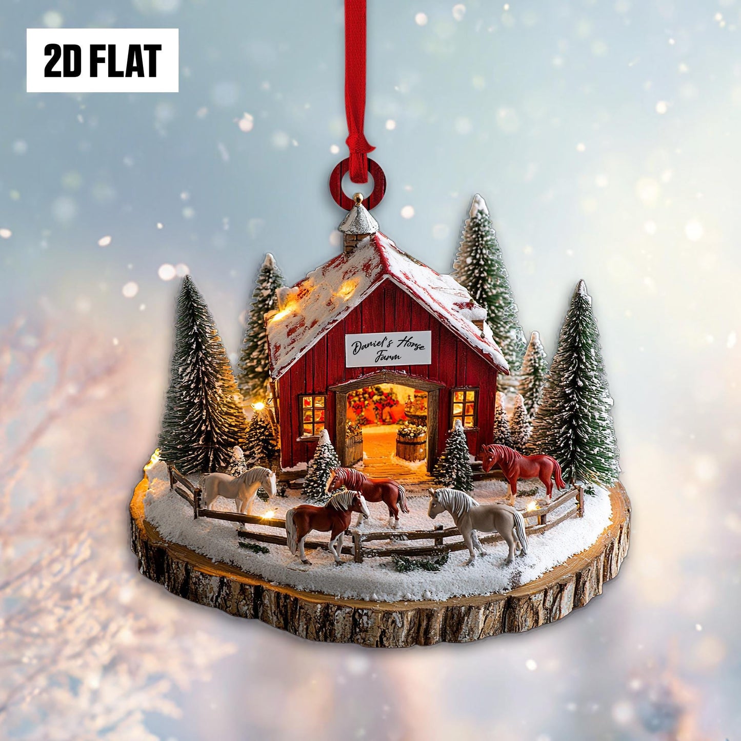 Personalized Horse Farm Christmas Ornament, Rustic Country Holiday Tree Decoration, Country Farmhouse Christmas Decor, Holiday Gift