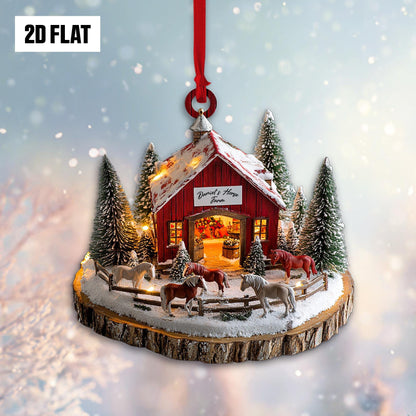 Personalized Horse Farm Christmas Ornament, Rustic Country Holiday Tree Decoration, Country Farmhouse Christmas Decor, Holiday Gift