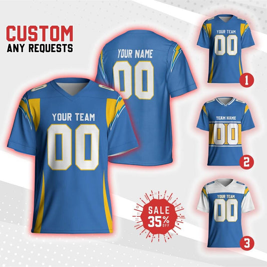 Personalized Name & Number Free Style Sports, Custom Team Charger Football Jersey orange and white jersey, Jersey Gift for Him