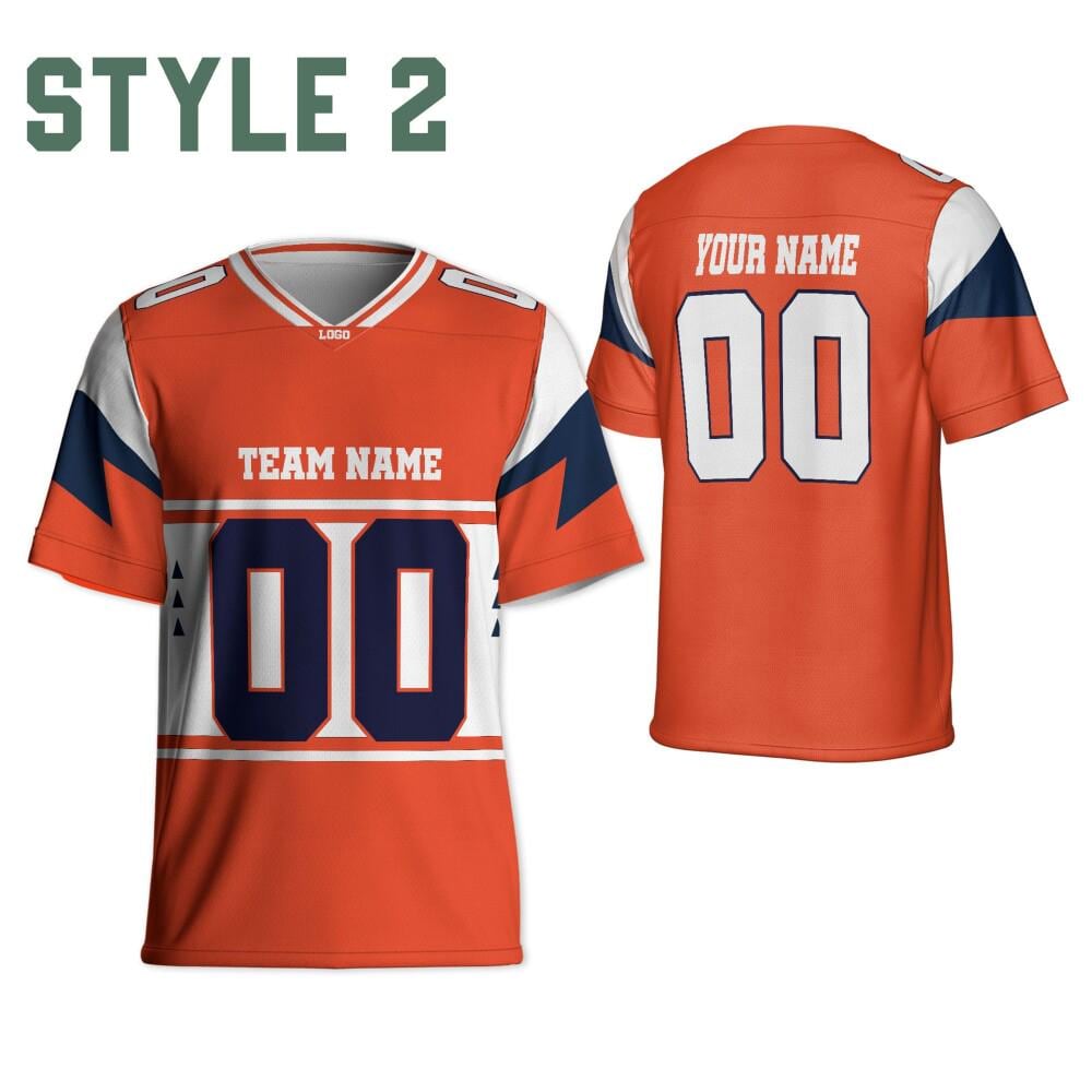 Personalized Name & Number Free Style Sports, Custom Team Broncos Football Jersey orange and white jersey, Jersey Gift for Him