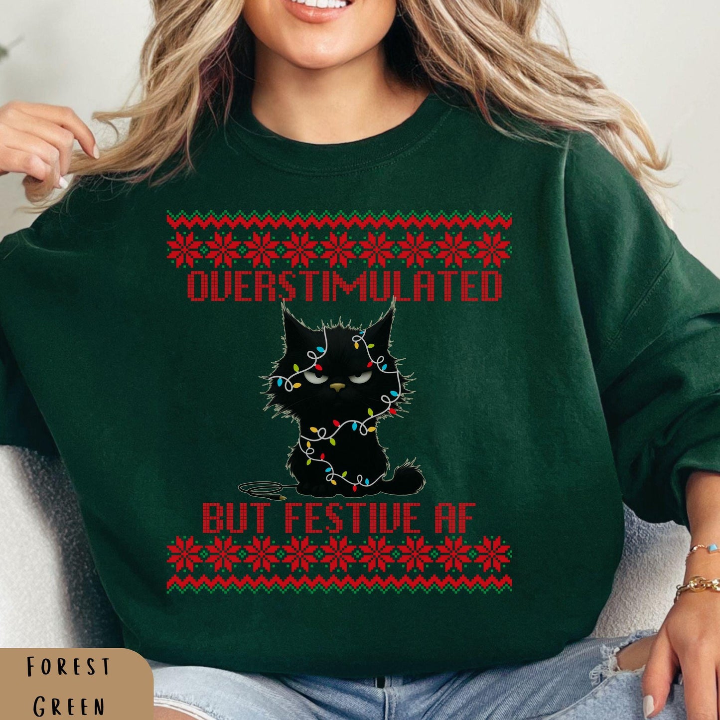 Ugly Christmas Secret Santa Gift Ideas Funny Cat Shirt Mental Health Shirt Cat lover sweatshirt Cat Dad Christmas