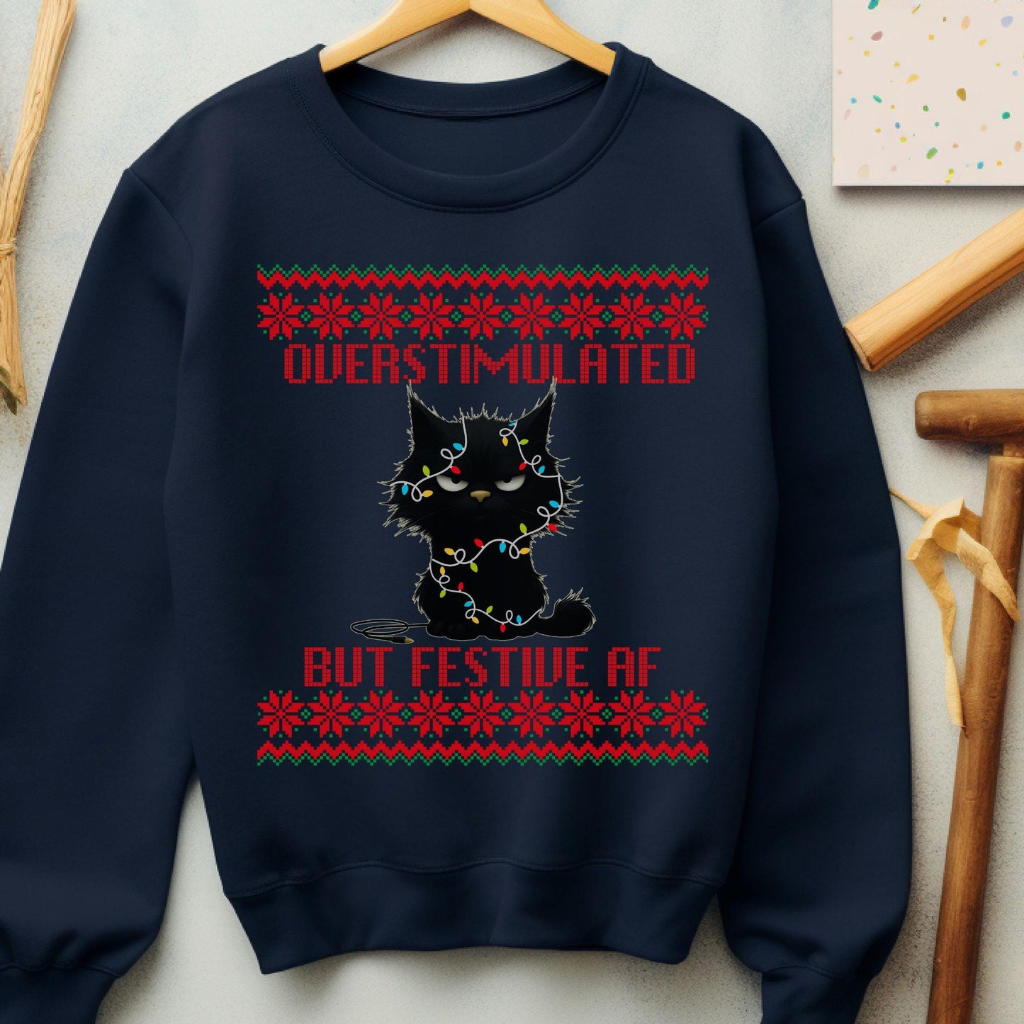 Ugly Christmas Secret Santa Gift Ideas Funny Cat Shirt Mental Health Shirt Cat lover sweatshirt Cat Dad Christmas