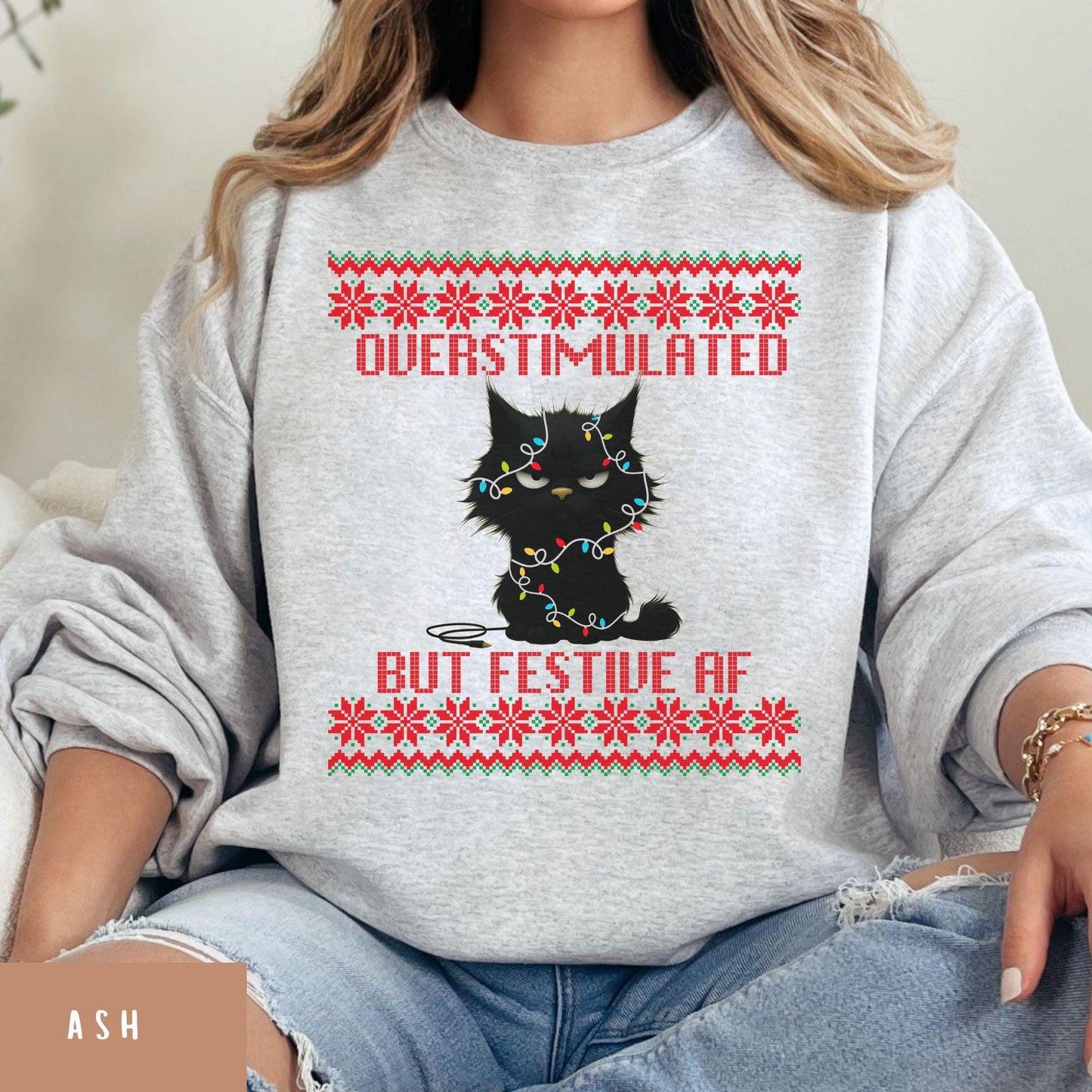 Ugly Christmas Secret Santa Gift Ideas Funny Cat Shirt Mental Health Shirt Cat lover sweatshirt Cat Dad Christmas