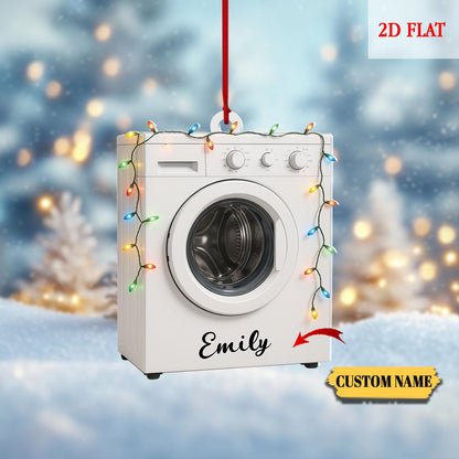 Personalized Washing Machine 2D Flat Ornament, Laundry Machine Christmas Ornament, Laundry Room Hanging Ornament, Laundry Room Decor