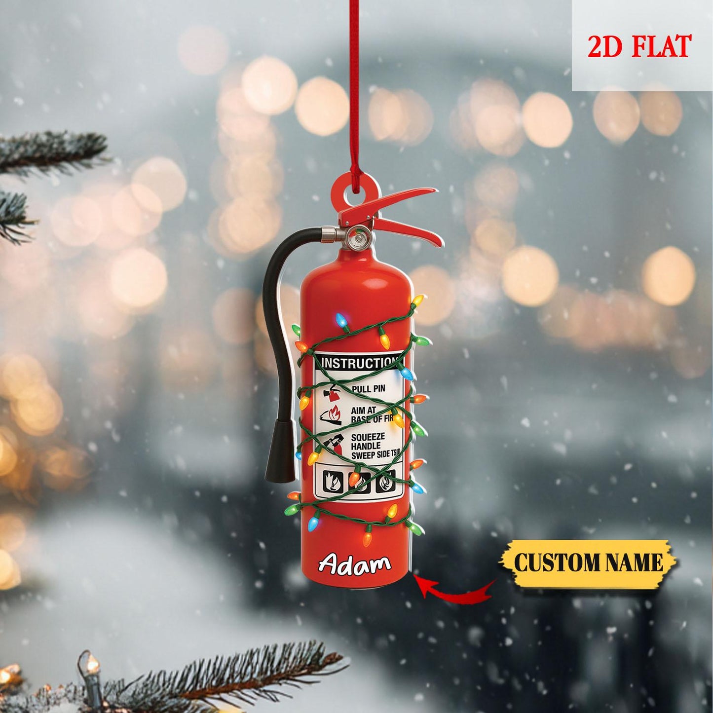 Personalized Firefighter Christmas 2D Flat Ornament, Custom Firefighter On Duty Ornament, Firefighter Gear Keepsake, Fireman Ornament Decor