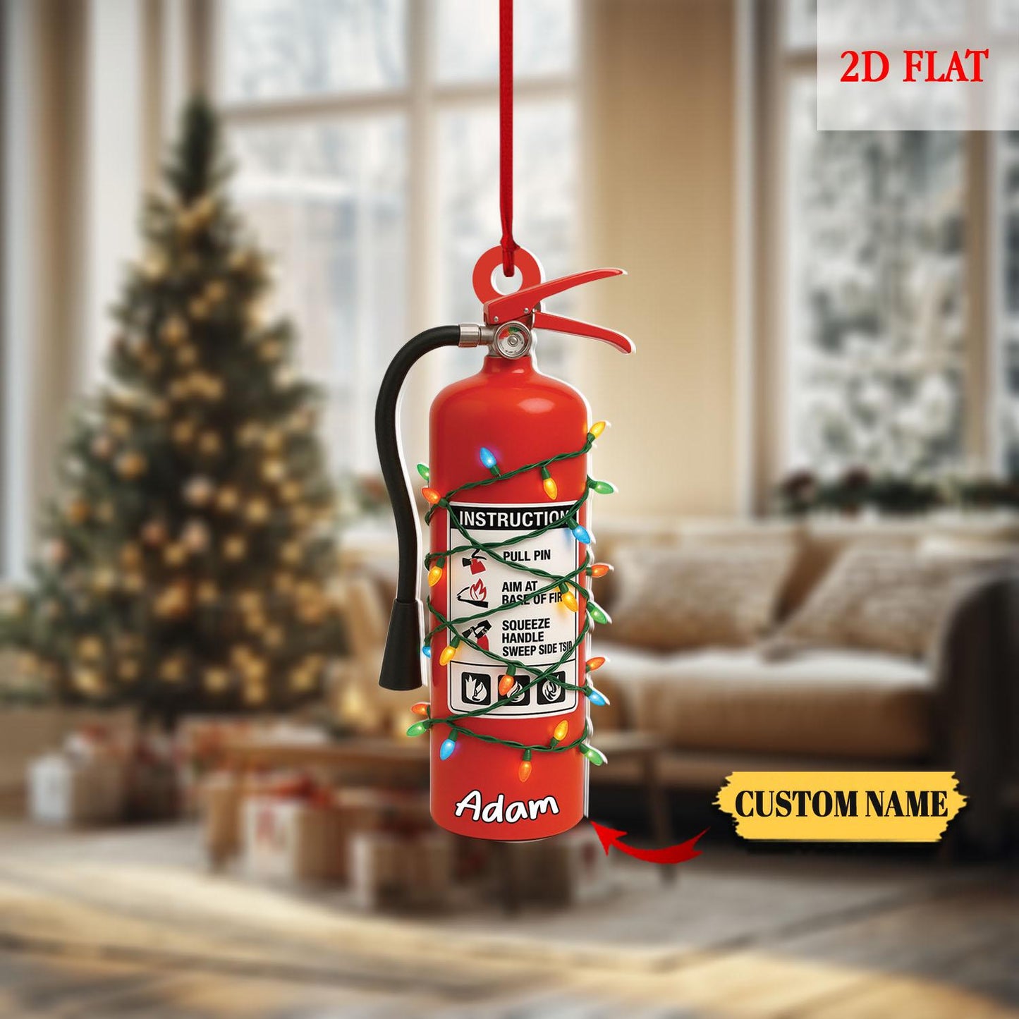 Personalized Firefighter Christmas 2D Flat Ornament, Custom Firefighter On Duty Ornament, Firefighter Gear Keepsake, Fireman Ornament Decor