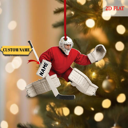 Personalized Hockey 2D Flat Ornament, Custom Name Hockey Players Ornament, Acrylic Ornament, Ice Hockey Keepsake, Hockey Christmas Ornament
